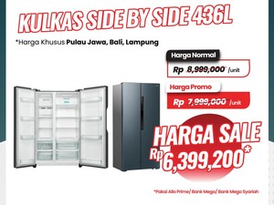 Kulkas Side by Side 436L Diskon Rp 2,5 Juta di Transmart Full Day Sale