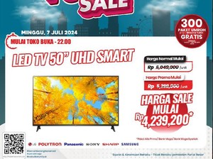 Khusus Hari Ini! Beli Smart TV Diskon Gede di Transmart Full Day Sale
