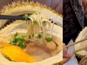 Unik! Ramen Topping Durian Disajikan dalam Buah Utuh