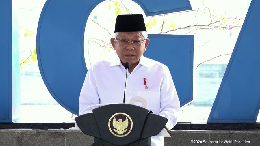 Wakil Presiden RI, Ma'ruf Amin meresmikan Bendungan Cipanas di Kabupaten Sumedang, (9/7/2024). (Tangkapan Layar Youtube Wakil Presiden Republik Indonesia)