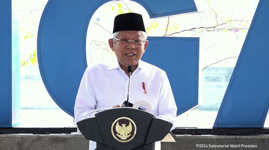 Wakil Presiden RI, Ma'ruf Amin meresmikan Bendungan Cipanas di Kabupaten Sumedang, (9/7/2024). (Tangkapan Layar Youtube Wakil Presiden Republik Indonesia)