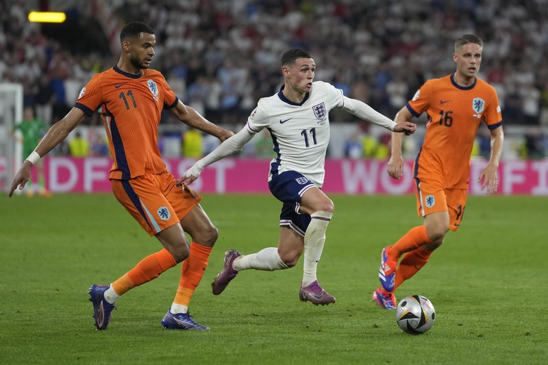 Inggris kalahkan Belanda dengan skor 2-1 pada babak semi-final Piala Eropa 2024 di Signal Iduna Park, Dormund, Jerman. Kamis (11/7/2024) dini hari. (AP Photo/Martin Meissner)