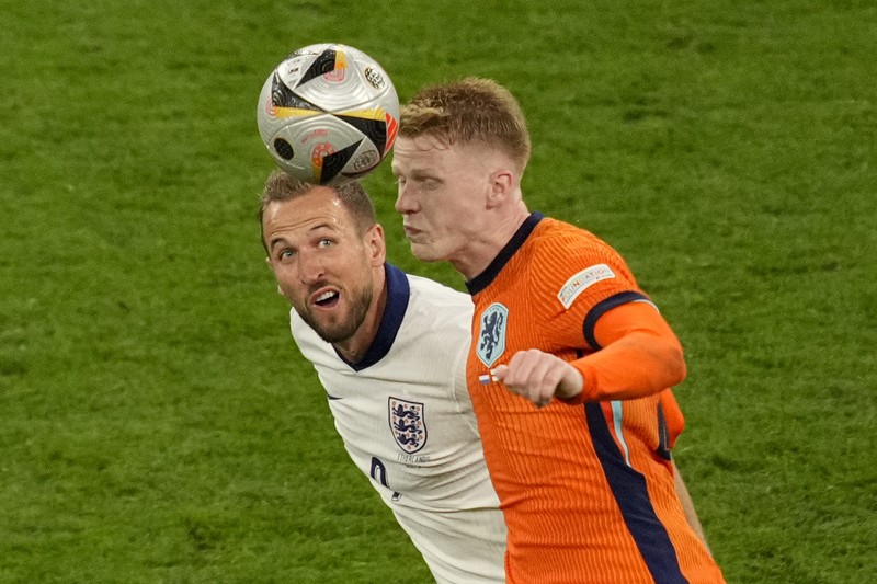 Inggris kalahkan Belanda dengan skor 2-1 pada babak semi-final Piala Eropa 2024 di Signal Iduna Park, Dormund, Jerman. Kamis (11/7/2024) dini hari. (AP Photo/Martin Meissner)