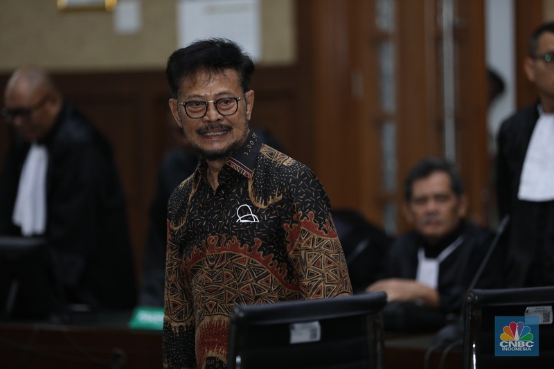 Mantan Menteri Pertanian (Mentan) Syahrul Yasin Limpo (SYL) tiba di Pengadilan Tipikor Jakarta, Kamis  11/7/2024). SYL akan menjalani sidang putusan, yakni pembacaan dakwaan terkait kasus korupsi di Kementerian Pertanian (Kementan). (CNBC Indonesia/Tri Susilo)