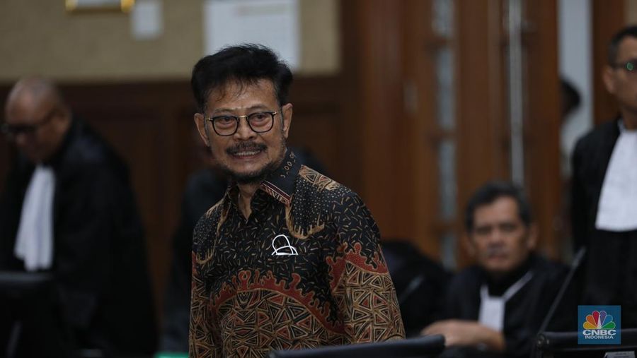 Mantan Menteri Pertanian (Mentan) Syahrul Yasin Limpo (SYL) tiba di Pengadilan Tipikor Jakarta, Kamis  11/7/2024). SYL akan menjalani sidang putusan, yakni pembacaan dakwaan terkait kasus korupsi di Kementerian Pertanian (Kementan). (CNBC Indonesia/Tri Susilo)