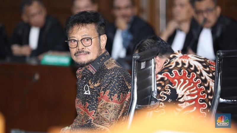 Mantan Menteri Pertanian (Mentan) Syahrul Yasin Limpo (SYL) tiba di Pengadilan Tipikor Jakarta, Kamis  11/7/2024). SYL akan menjalani sidang putusan, yakni pembacaan dakwaan terkait kasus korupsi di Kementerian Pertanian (Kementan). (CNBC Indonesia/Tri Susilo)