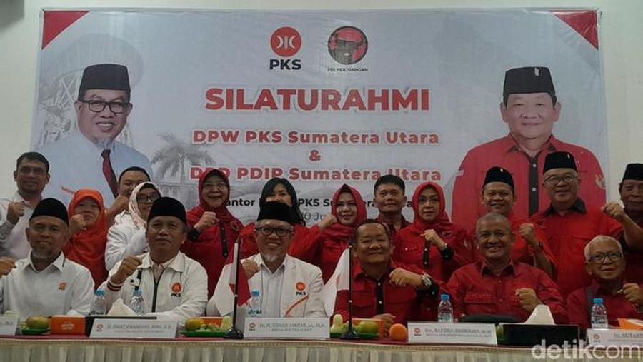 PDIP Sumut bertemu PKS Sumut. (Dok. Nizar Aldi/detikSumut)