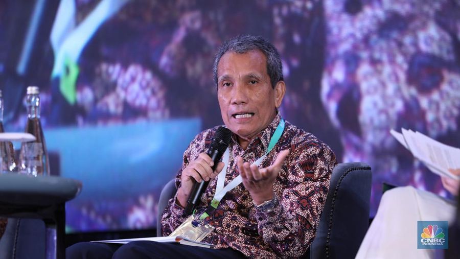Deputi Bidang Pencegahan dan Monitoring KPK, Pahala Nainggolan dalam acara ONE MAP POLICY SUMMIT 2024“Powering Spatial Thinking Development in The Era of Transition”Jumat, 12 Juli 2024 (Hari ke-2) di Jakarta, Jumat (12/7/2024). (CNBC Indonesia/Tri Susilo)