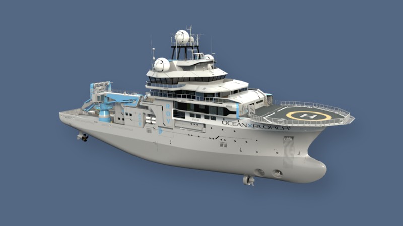Kapal penelitian OceanX OceanXplorer saat kunjungan pelabuhan di Pelabuhan Tanjung Priok di Jakarta, Indonesia, Selasa (9/7/2024). (AP Photo/Tatan Syuflana)