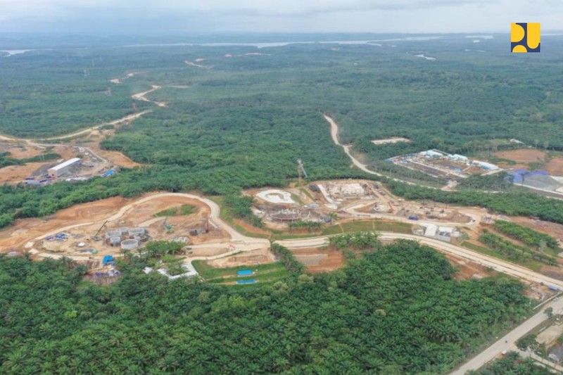 Kementerian Pekerjaan Umum dan Perumahan Rakyat (PUPR) terus mempercepat kesiapan infrastruktur untuk Upacara Bendera HUT ke-79 Kemerdekaan RI di IKN. (Dok. PUPR)