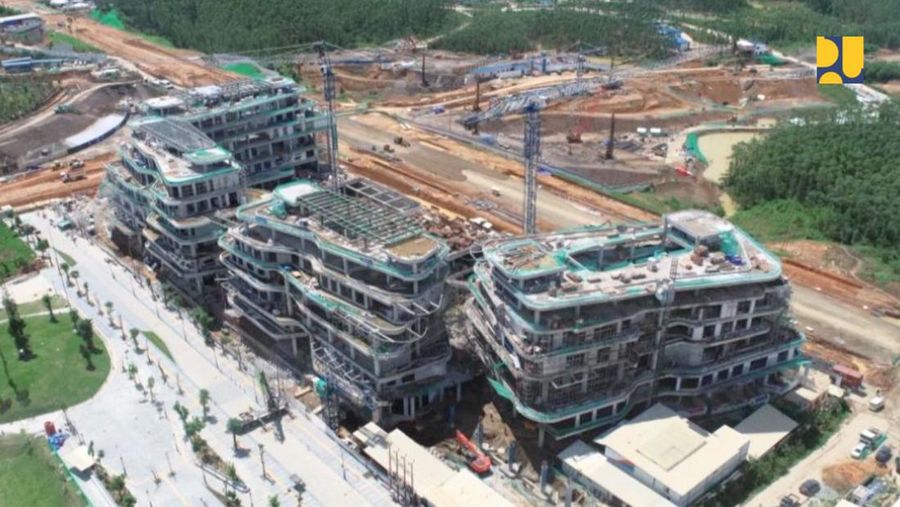 Kementerian Pekerjaan Umum dan Perumahan Rakyat (PUPR) terus mempercepat kesiapan infrastruktur untuk Upacara Bendera HUT ke-79 Kemerdekaan RI di IKN. (Dok. PUPR)
