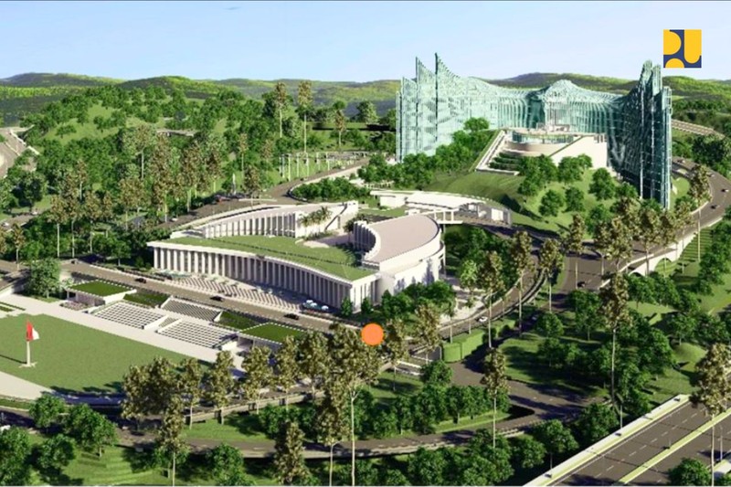 Kementerian Pekerjaan Umum dan Perumahan Rakyat (PUPR) terus mempercepat kesiapan infrastruktur untuk Upacara Bendera HUT ke-79 Kemerdekaan RI di IKN. (Dok. PUPR)