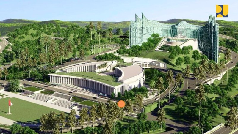 Kementerian Pekerjaan Umum dan Perumahan Rakyat (PUPR) terus mempercepat kesiapan infrastruktur untuk Upacara Bendera HUT ke-79 Kemerdekaan RI di IKN. (Dok. PUPR)