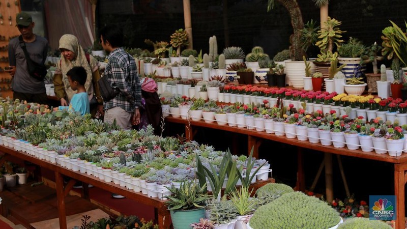 Suasana saat berlangsunya Pameran Flona 2024 di Lapangan Banteng, Jakarta, Jumat (12/7/2024). (CNBC Indonesia/Muhammad Sabki)