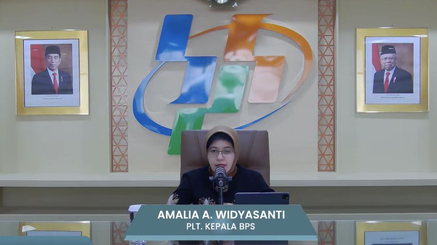 Plt. Kepala BPS, Amalia Adininggar Widyasanti dalam acara rilis BPS, Senin (15/7/2024). (Tangkapan layar Youtube BPS Statistics)