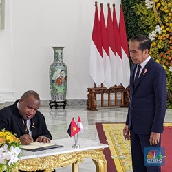 Detik-Detik Jokowi Sambut PM Papua Nugini James Marape di Istana Bogor