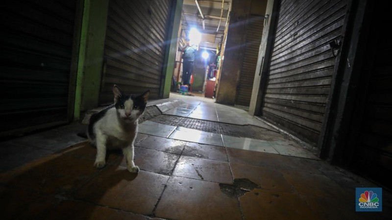 Suasana sepi Blok G Pasar Tanah Abang yang akan direvitalisasi di Jakarta, Senin (15/7/2024). (CNBC Indonesia/Faisal Rahman)