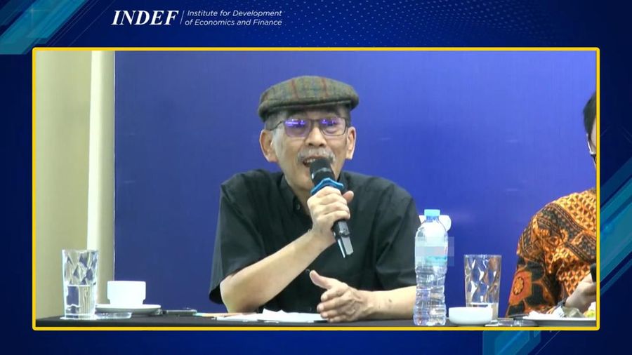 Ekonom Senior INDEF Faisal Basri saat Diskusi Publik: Menguji rencana Kebijakan BMAD Terhadap Keramik (Selasa, 16/7/2024). (Tangkapan Layar Youtube INDEF)