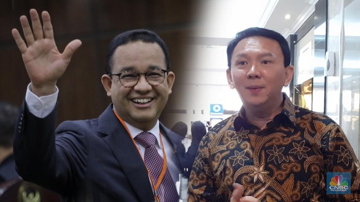 Foto Kolase Anies Ahok. (CNBC Indonesia)