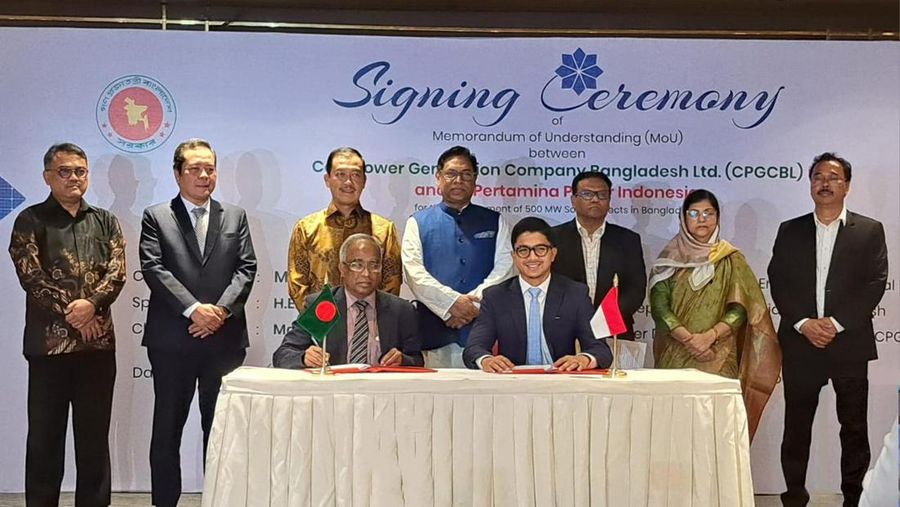 PT Pertamina NRE tandatangan MoU dengan perusahaan listrik Bangladesh untuk menggarap proyek PLTS 500 MW di Bangladesh. (Dok. PT Pertamina NRE)