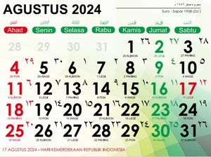 Daftar Tanggal Merah Agustus 2024 Beserta Sisa Libur dan Cuti Bersama