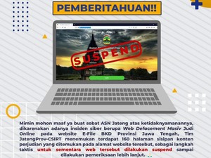 Situs E-File BKD Jateng Diretas, Disisipi 160 Laman Konten Judi Online