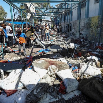 Penampakan Sekolah PBB di Gaza Luluh Lantak Dibombardir Israel