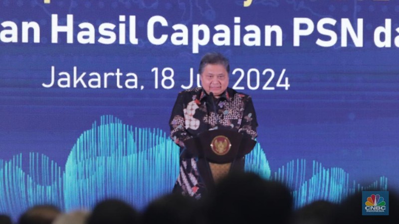 Pemerintah resmi melucurkan peta canggih yang komprehensif dan detail melalui Kebijakan Satu Peta atau One Map Policy di Ballroom The St. Regis, Jakarta, Kamis (18/7/2024). (CNBC Indonesia/Faisal Rahman)