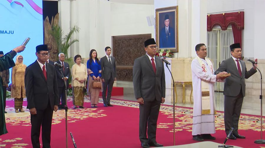 Pelantikan Wakil Menteri Kabinet Indonesia Maju, Istana Negara, 18 Juli 2024. (Tangkapan Layar Youtube)