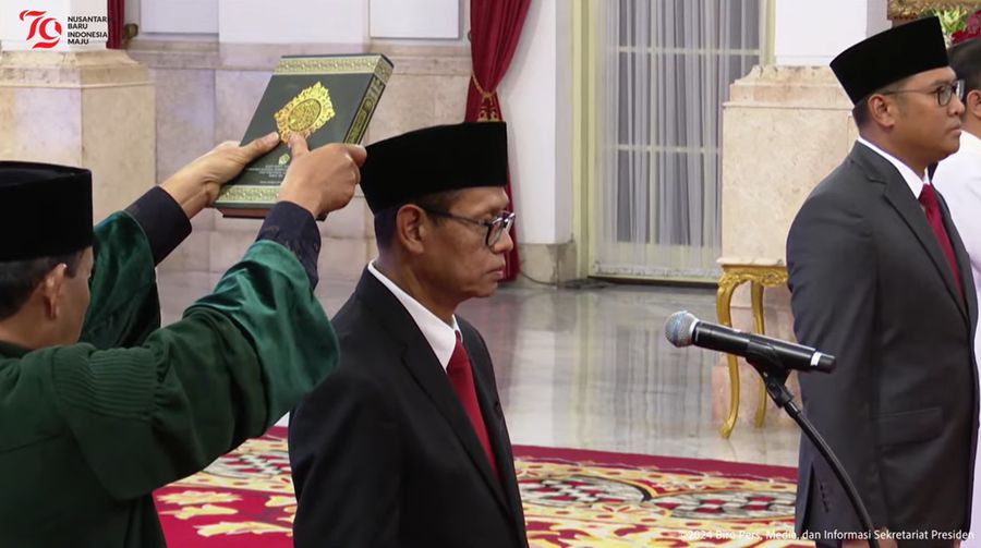 Pelantikan Wakil Menteri Kabinet Indonesia Maju, Istana Negara, 18 Juli 2024. (Tangkapan Layar Youtube)
