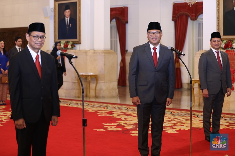 Suasana pelantikan Menteri di Istana Presiden, Jakarta, Kamis (18/7/2024). (CNBC Indonesia/Tri Susilo)