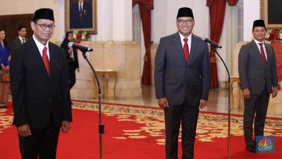 Suasana pelantikan Menteri di Istana Presiden, Jakarta, Kamis (18/7/2024). (CNBC Indonesia/Tri Susilo)
