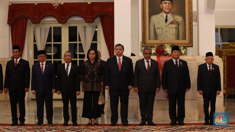 Suasana pelantikan Menteri di Istana Presiden, Jakarta, Kamis (18/7/2024). (CNBC Indonesia/Tri Susilo)