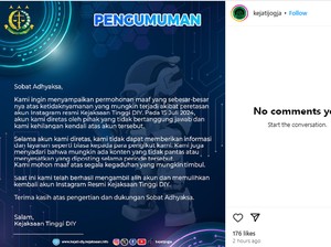Sempat Diretas, Akun Instagram Kejati DIY Sudah Pulih