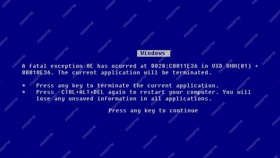Ilustrasi blue screen of death. (Freepik)