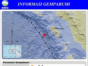 Gempa Berkekuatan M 3,3 Guncang Pulau Nias