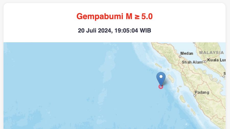 Gempabumi Nias Barat, Sumut (BMKG)