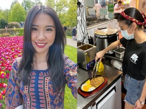 Pramugari Cantik Ini Ahli Profesi Jadi Penjual Makanan di Pujasera