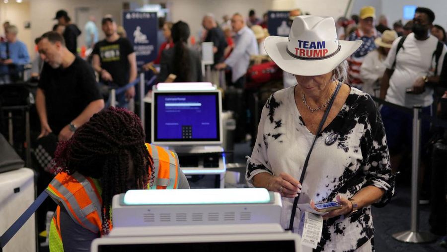 Screens show a blue error message at a departure floor of LaGuardia Airport in New York on Friday, July 19, 2024, after a faulty CrowdStrike update caused a major internet outage for computers running Microsoft Windows. (AP Photo/Yuki Iwamura)