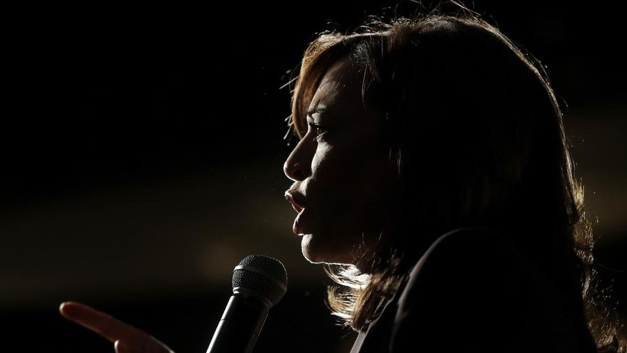 Democratic presidential candidate Sen. Kamala Harris, D-Calif., speaks at an SEIU event before the 2019 California Democratic Party State Organizing Convention in San Francisco, Saturday, June 1, 2019. (AP Photo/Jeff Chiu)