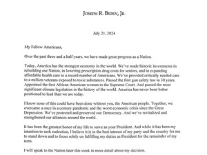 Penampakan Surat Pengunduran Diri Joe Biden dari Pilpres AS