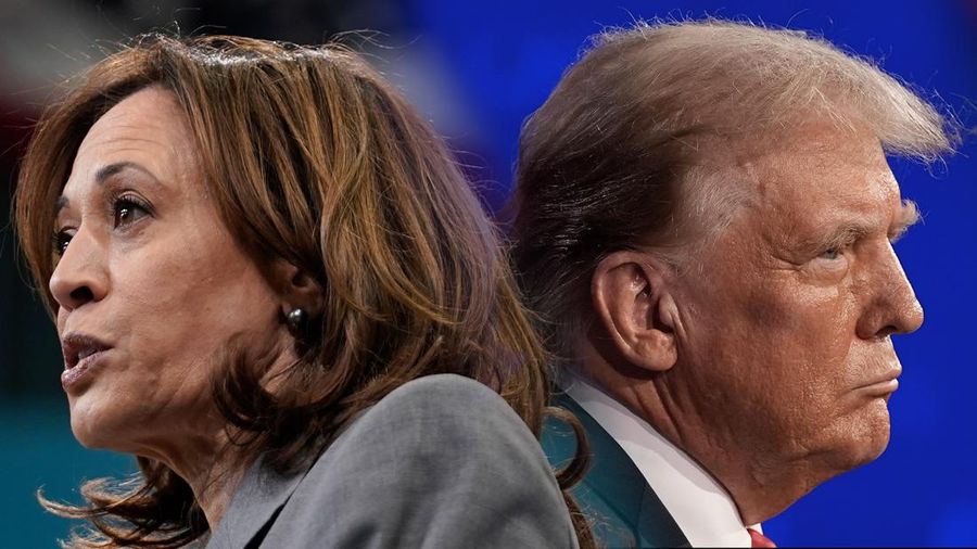 Foto Kolase Kamala Harris dan Donald Trump. (AP Photo/Stephanie Scarbrough/Gerald Herbert)