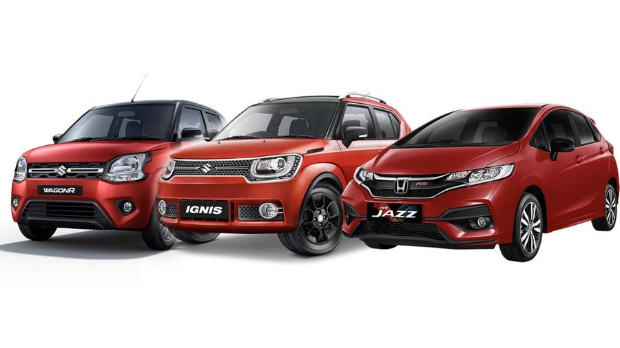 Kolase foto mobil Suzuki Karimun Wagon, Suzuki Ignis, Honda Jazz. (Dok. Suzuki, Honda)