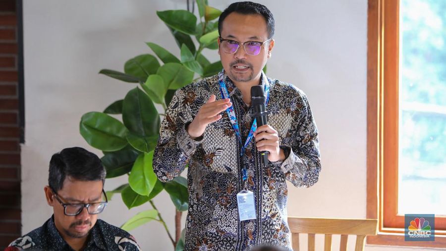 Direktur Pemasaran Regional Pertamina Patra Niaga, Mars Ega Legowo Putra saat acara CNBC Indonesia Coffee Morning Energy dengan tajuk