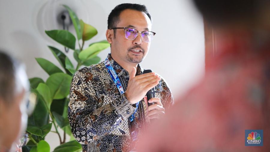 Direktur Pemasaran Regional Pertamina Patra Niaga, Mars Ega Legowo Putra saat acara CNBC Indonesia Coffee Morning Energy dengan tajuk