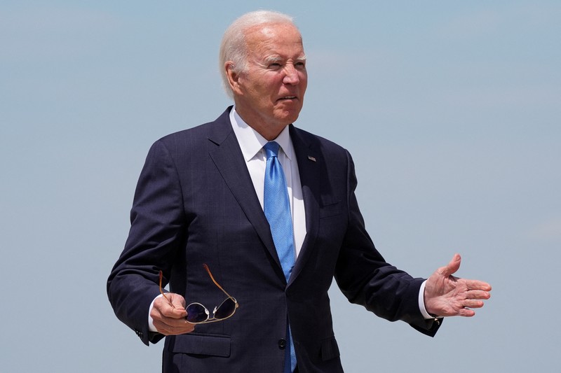 Presiden AS Joe Biden mendaratkan Air Force One di Pangkalan Gabungan Andrews di Maryland, AS, 23 Juli 2024. Presiden AS Joe Biden mendaratkan Air Force One di Pangkalan Gabungan Andrews di Maryland, AS, 23 Juli 2024. (REUTERS/Ken Cedeno)
