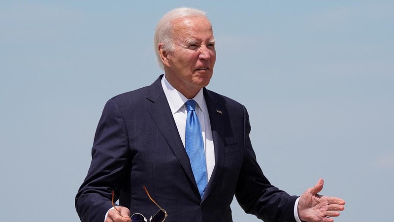 Presiden AS Joe Biden mendaratkan Air Force One di Pangkalan Gabungan Andrews di Maryland, AS, 23 Juli 2024. (REUTERS/Ken Cedeno)