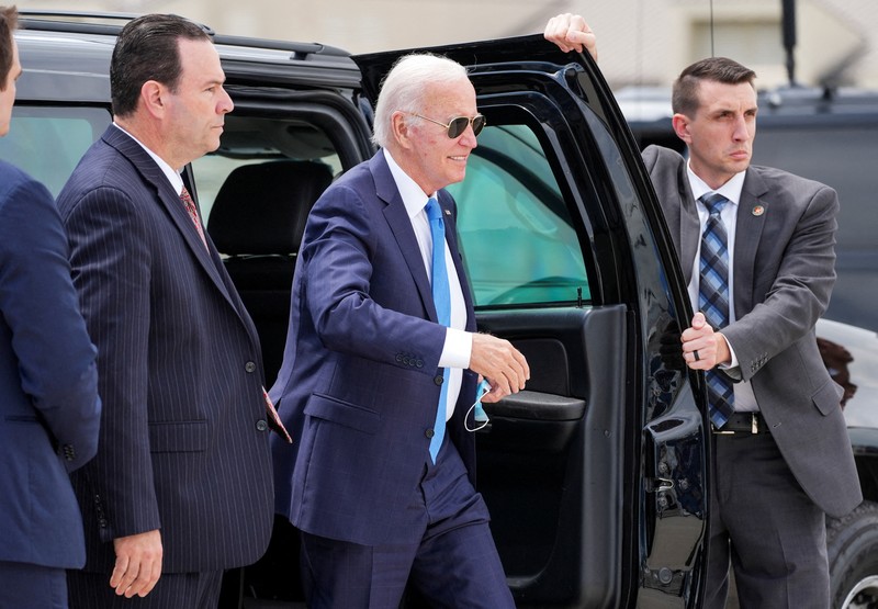 Presiden AS Joe Biden mendaratkan Air Force One di Pangkalan Gabungan Andrews di Maryland, AS, 23 Juli 2024. (REUTERS/Ken Cedeno)