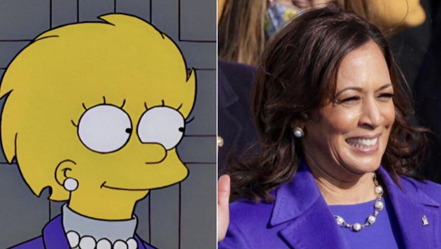 Bakal calon presiden sekaligus wakil presiden Amerika Serikat, Kamala Harris, kali ini masuk ramalan The Simpsons. (X @AlJean)