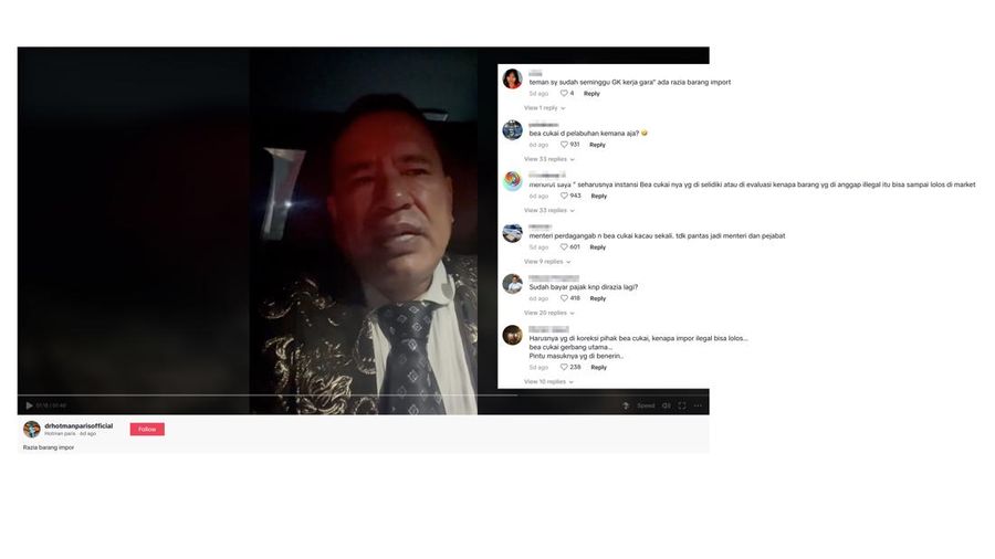 Hotman Paris mengunggah sebuah video mengenai pendapat dengan Razia barang impor dalam akun tiktok pribadinya. (Tangkapan Layar Tiktok @drhotmanparisofficial)